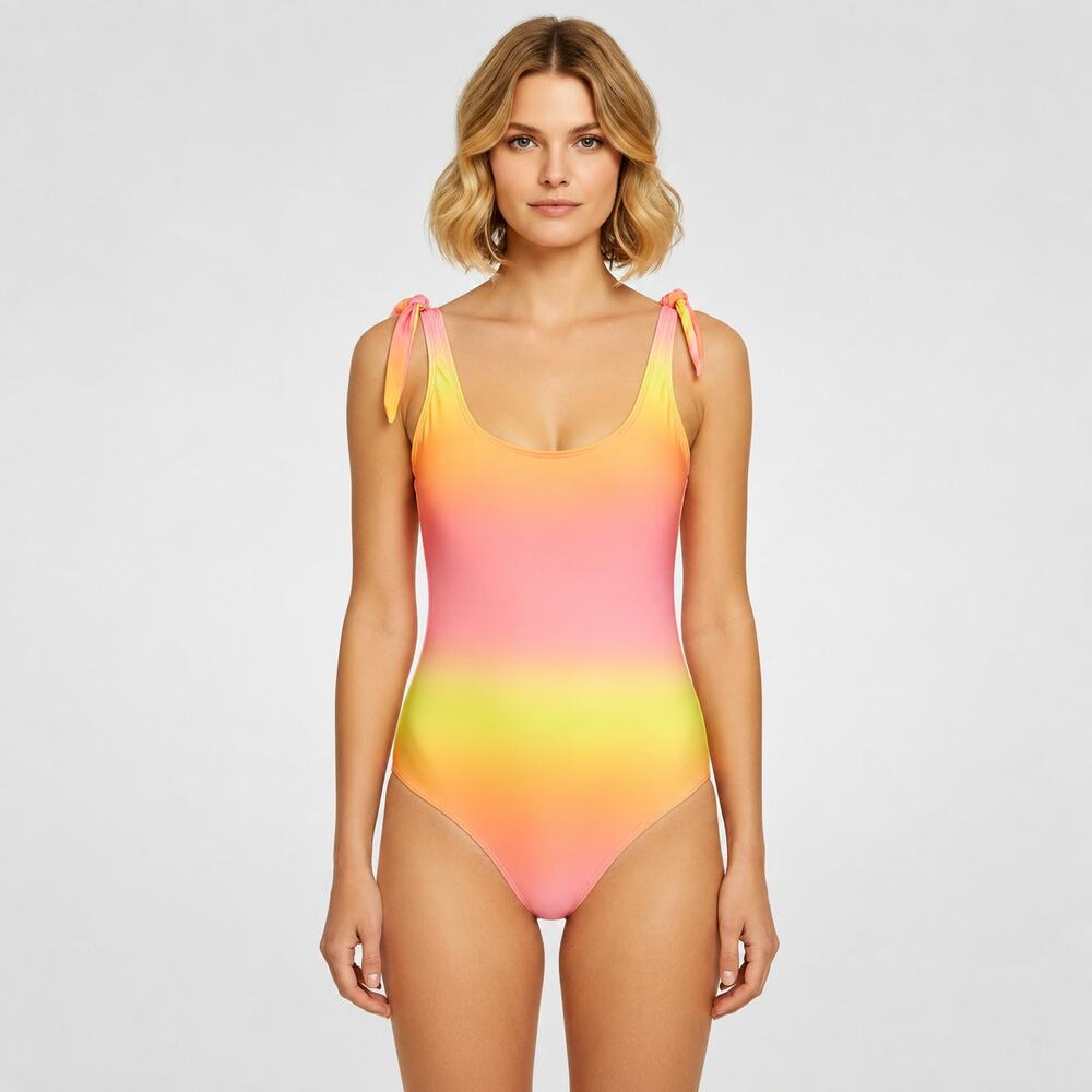 XOXO Ombre Sunset One Piece Swimsuit Scoop Back Y2K 2000s McBling Retro Summer L